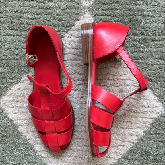 Anthropologie Pilcro Red Fisherman Sandals - Picture 2 of 7